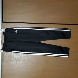 Adidas youth track pants, black with white stripes, medium 10/12